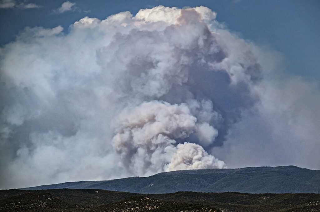 Clouds billowing from Hermit's peak fire