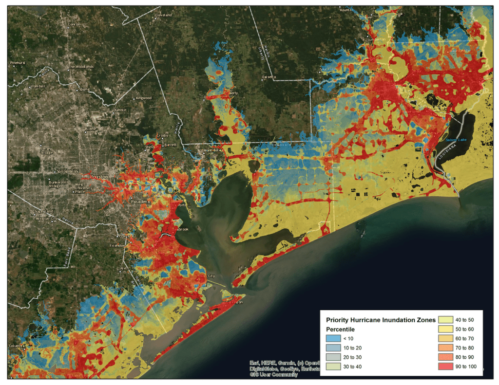 Flood inundation zone modeling